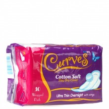CURVES COTTON OVERNIGHT ULTRA WINGS 10s