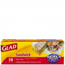 GLAD SANDWICH BAGS ZIP 50s