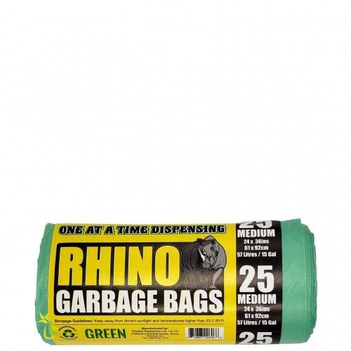 RHINO GREEN GARBAGE BAGS 24x36 25s