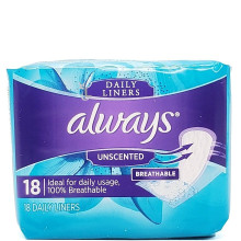 ALWAYS DAILY LINERS UNSCENTED 18s