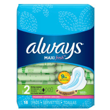 ALWAYS MAXI PADS LONG SUPER WINGS 18s