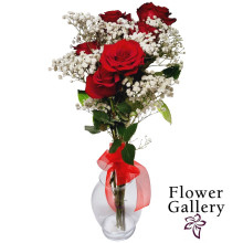FLOWER GALLERY ROSES RED BOUQUET 6ct