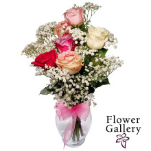 FLOWER GALLERY ROSES MIXED BOUQUET 6ct