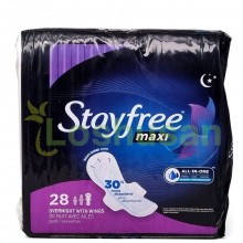 STAYFREE MAXI OVERNIGHT WINGS 28s