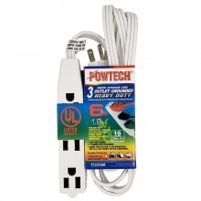 POWTECH EXT CORD HEAVY DTY 3 OUTLET 6ft